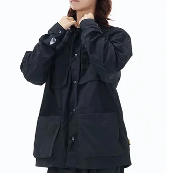 Jaapani Lasti Jope Meeste Puuvillased Lahti Multi-tasku Vabaaja Jakid Vintage Mõõdus Armee Roheline Must Mantel Streetwear Kevad Mees Pilt