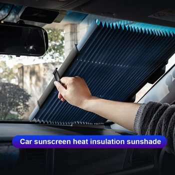 Esiklaas Kaitsmega Katta Kokkuklapitavad Auto Esiklaas Päikesevarju Anti-UV Ees Akna Kilp Auto Päikese Kaitse Näokaitse Auto Varuosad Pilt