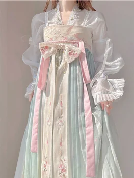 Hiina Hanfu Kleit Naistele Vana Traditsiooniline Tikitud Hanfu Komplekti Karneval Haldjas Cosplay Kostüüm Roheline Hanfu Tantsu Kleit Pilt