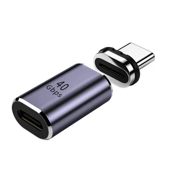 Magnet-USB-C adapter paremal-nurga all magnetvälja USB-C USB Type-C-pesa PD 100W kiire laadimine ja 40Gbps andmete ülekandmine Pilt