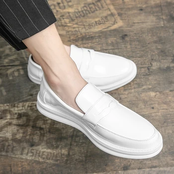 Korea mood meeste nahast kingad, vabaaja äri kingad mood trendikas valge nahast kingad sobivad ametlik nahast kingad Pilt
