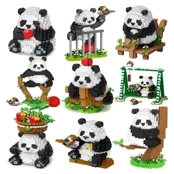 Armas Panda Micro ehitusplokid Kawaii Ailuropoda melanoleuca Loomade Loomaaed Mini Tellised Kodu Kaunistamiseks Mänguasjad Lastele Pilt