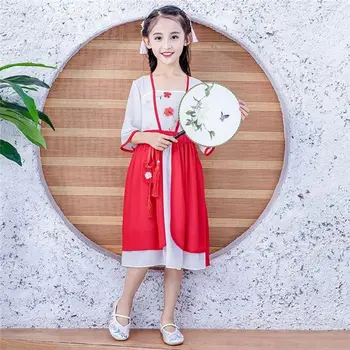 Tüdrukud Hiina Vana Haldjas Hanfu Lapsed Tüdruk Lapsed Kostüüm Tang Sobiks Suvine Kleit Lapse Printsess Traditsiooniline Kleit Etapp Pilt