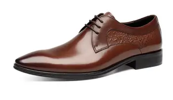 hulgi-uus Kõrge ülemine käsitöö pikad varba meeste pulm kingad ehtne nahk mood pits kleit üles meeste kingad Pilt