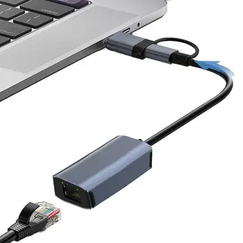 USB Ethernet Adapter USB3.0 Tüüp C-RJ45 LAN Võrgu Adapter Topelt-peaga, võrgukaabel Ethernet Adapter Pilt
