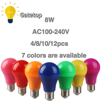 Led Värviline Lamp E27 B22 Baasi Reaalne Võimsus 8W Pinge AC100-240V Seitse värvid on saadaval festival, pidu, KTV baar Pilt
