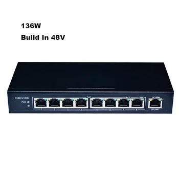 48V 136W Ehitada toiteplokk poe 8-port switch Võrgustik AP 10 100 IEEE 802.3 af/KELL-lüliti lan RJ45 IP Kaamera Pilt