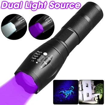 Dual valgusallikas Zoom Taskulamp LED Lilla Valgus Lambi Pangatähtede Tuvastamine UV-Ultraviolett Skorpion Fluorescent Lamp Avastada Pilt