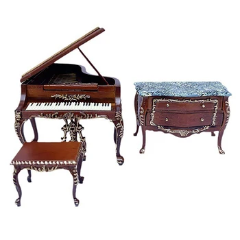 1Set Mannekeeni maja mööbel luxury boutique Euroopa-stiilis nikerdatud klaver koos klaver väljaheites Pilt
