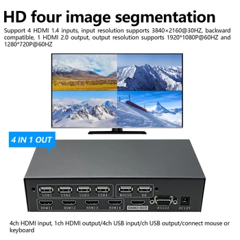 4x1 Video Seina Töötleja 4K HD 1080P Multi Ekraan Õmblemine Protsessor TV Pleisse Kasti Splicer KVM HDMI-ühilduva Pilt