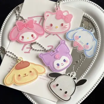 Kawaii Hello Kitty Kuromi Pompompurin Võtmehoidja Armas Anime Magus Tüdruk Süda Akrüül Cartoon Riidepuu Kott Aksessuaarid Sobivad Autod Pilt