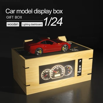 1:24 Auto Mudel Display Box Simulatsiooni Stseeni Ekraan Valgustus Teenetemärgi Helendav Armatuurlaua Parkla Stseen Pilt